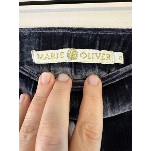 Marie Oliver Womens Carter Velvet Crinkle Wide Leg Elegant Chic Blue Pants Sz 2 - Picture 3 of 9